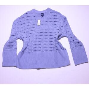 NWT Gap Powder Blue Pointelle Knit Sweater Size Medium